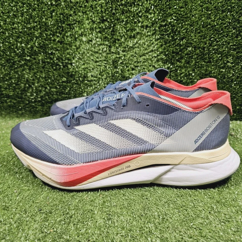 adidas Adizero Boston 12 Blue White Red Athletic Running Sneakers Mens 12 - Picture 4 of 14